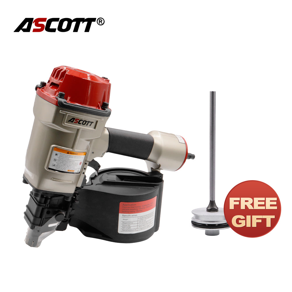 ASCOTT Industrial Coil Nailer CN70 Pneumatic Nail Gun for Construction Wooden Crates and Furniture Nailing
