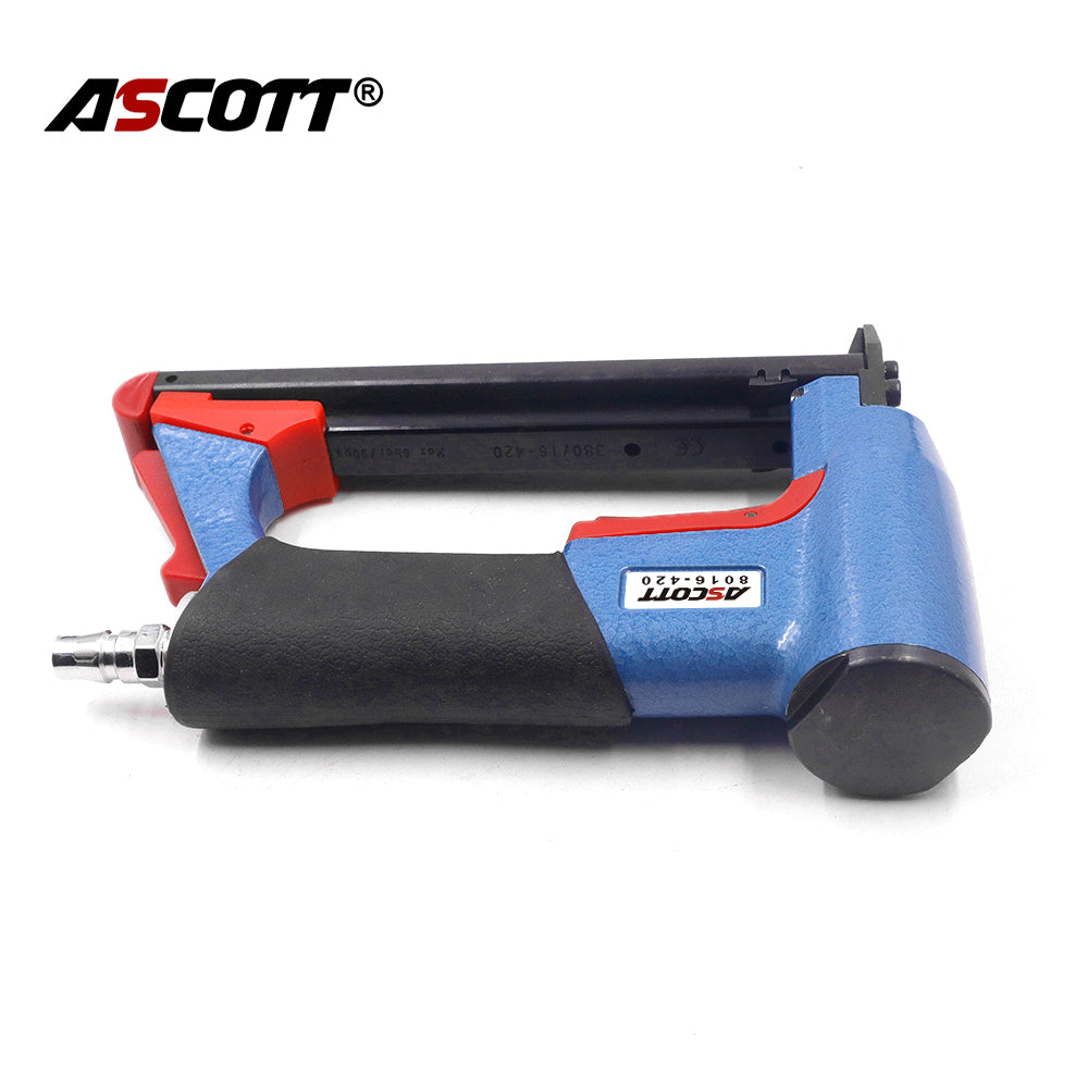 ASCOTT 8016-420 Pneumatic Fine Nail Gun 6-16mm for Securing Soft Padding Leather Fabric And Other Thin Materials