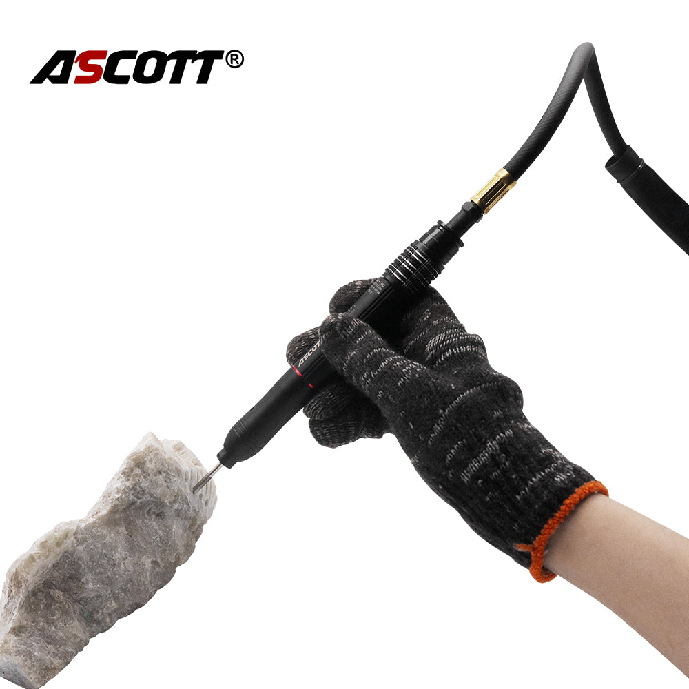 ASCOTT 65000RPM Pneumatic Pencil Die Grinder Kit for Engraving DIY Scribe Lettering Industrial Grade Hose Engraving Pen Tool