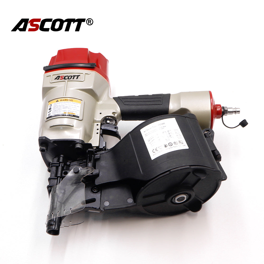 ASCOTT Industrial Coil Nailer CN80 Pneumatic Nail Gun Pallet Nailer for Construction Wooden Crates and Furniture Mass Nailing