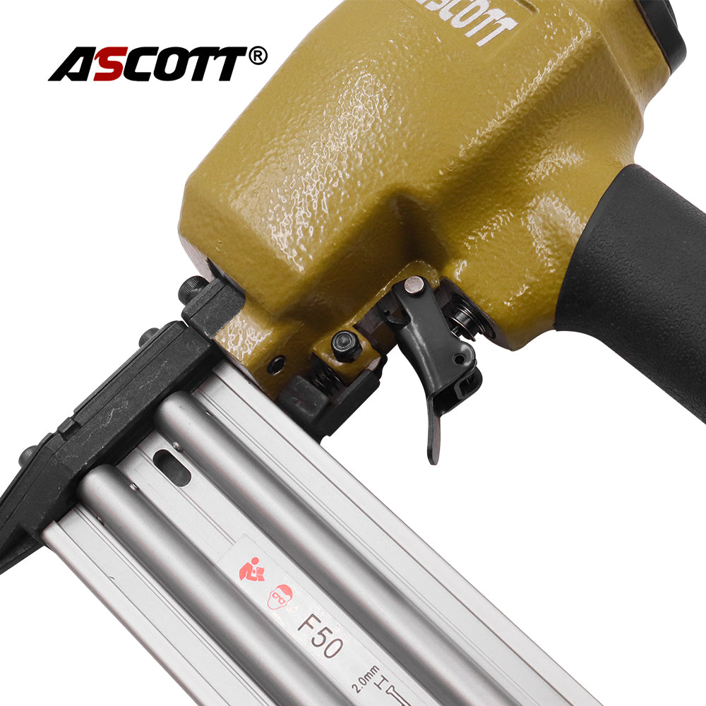 ASCOTT F50B Pneumatic Nailer 18GA Finish Nailer 20-50mm Pins for Furniture Woodworking Frame Nailer Air Stapler DIY Tool