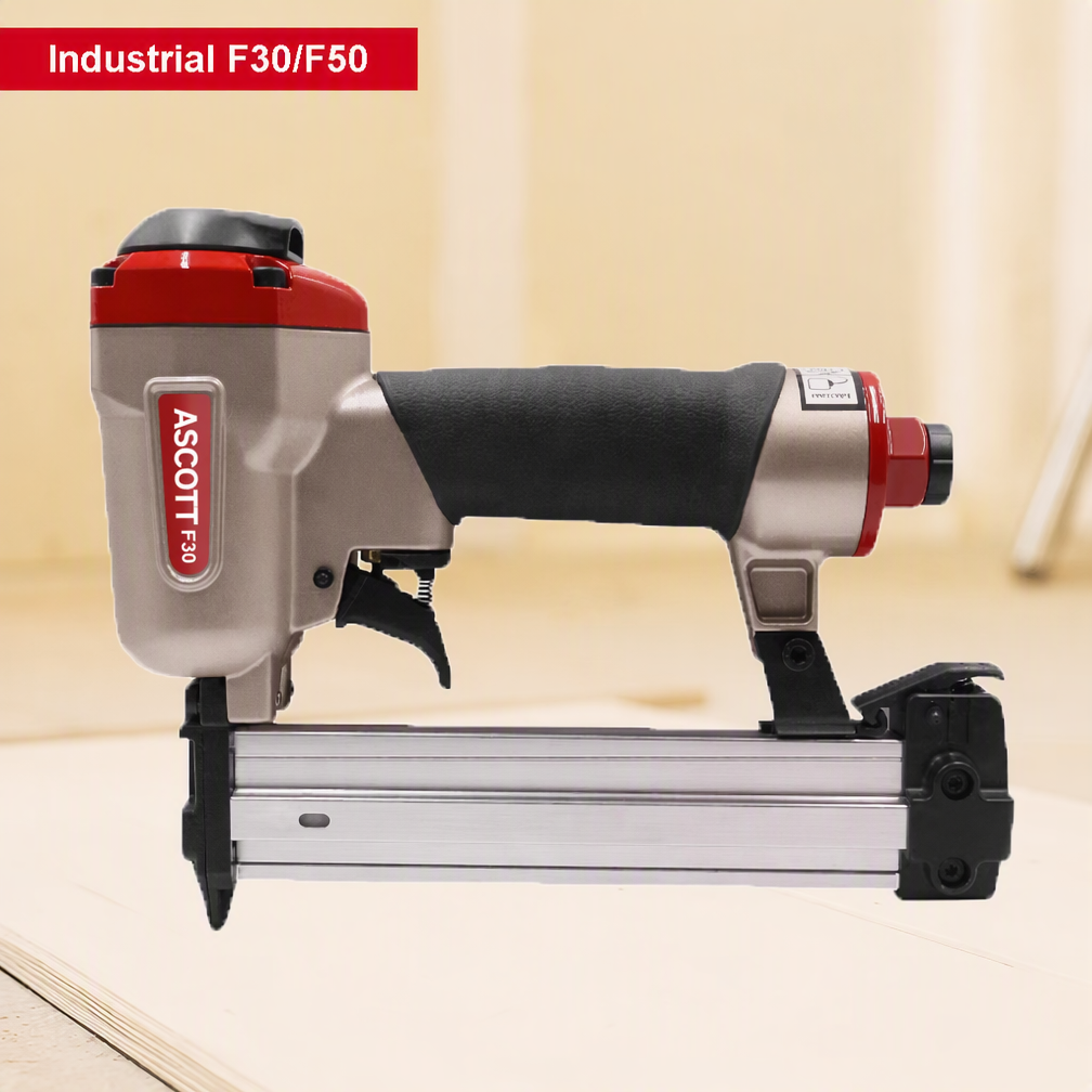 ASCOTT F30 Pneumatic Stapler 18Ga 30mm Air Brad Nailer for Decorative Furniture Construction Upholstery Woodworking DIY