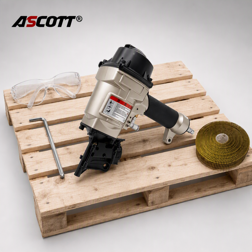 ASCOTT Pneumatic Pallet Nail Gun CN55PAL for Assembling Wooden Pallets Wooden Box Packing and Warehouse Nailing Work