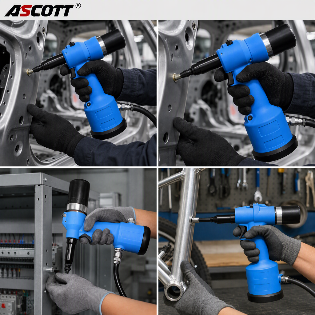 ASCOTT 0312 Pneumatic Rivet Nut Gun for Installing Rivet Nuts on Thin Sheets for Metal Reinforcement Pneumatic Tool