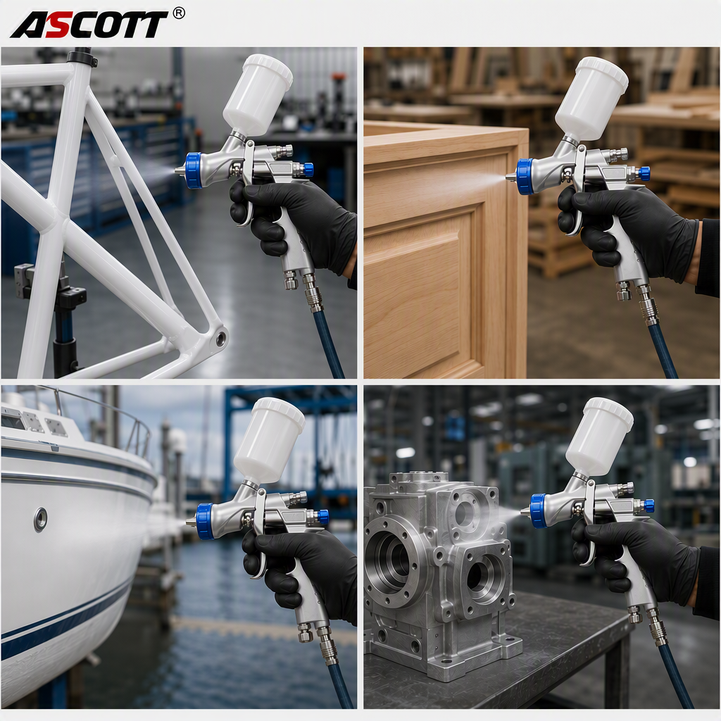 ASCOTT W-200A gravity pneumatic paint spray gun paint sprayer for furniture and car metal painting
