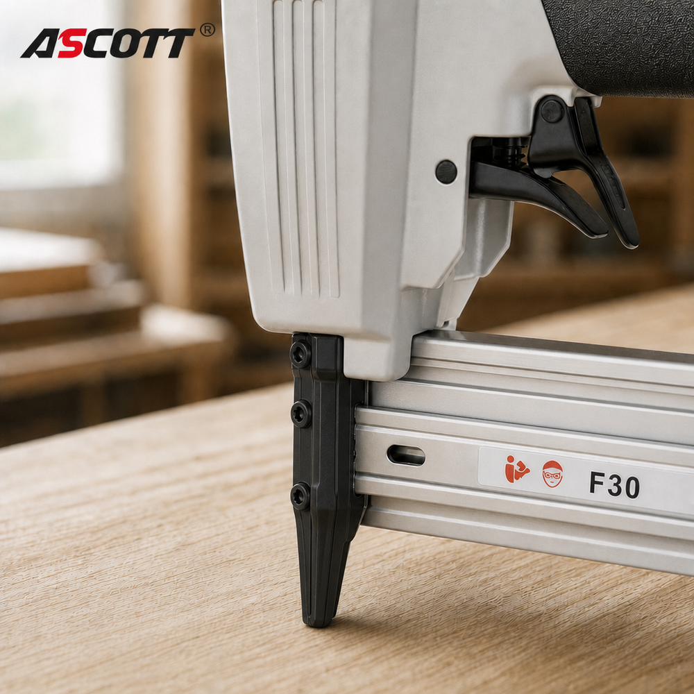 ASCOTT F30 Long Nose Pneumatic Brad Nailer 18GA Lightweight Air Nail Gun for Wood Joinery and Craft Making