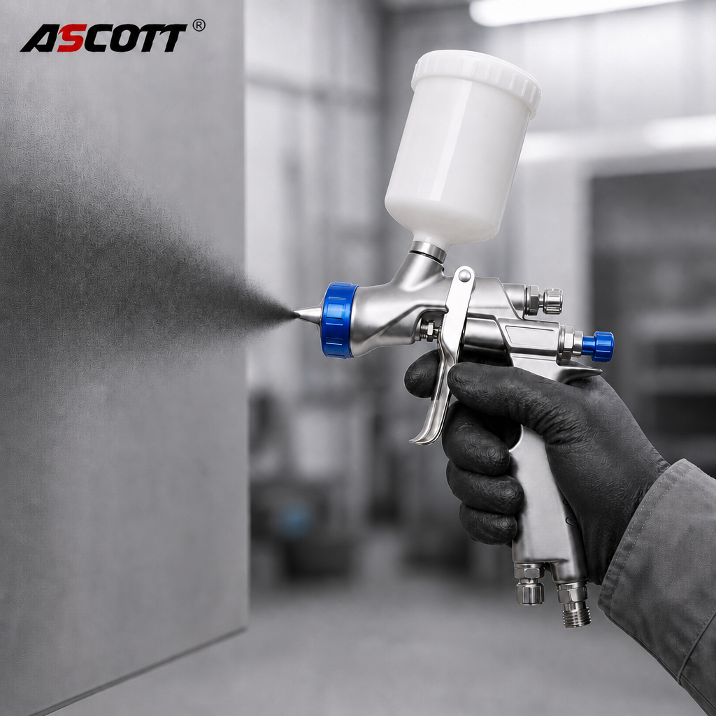 ASCOTT W-200B Top Pot Gravity Paint Spray Gun Pneumatic Spray Gun Manual for Furniture Metalwork Woodworking Car Repair Paint