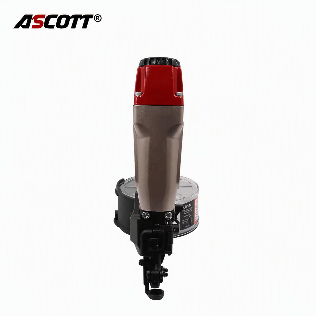 ASCOTT CN50G Construction Nail Gun Depth Adjustable Coil Nailer for Wood Board Fixing Interior Wall Panel Fixing Carpentry