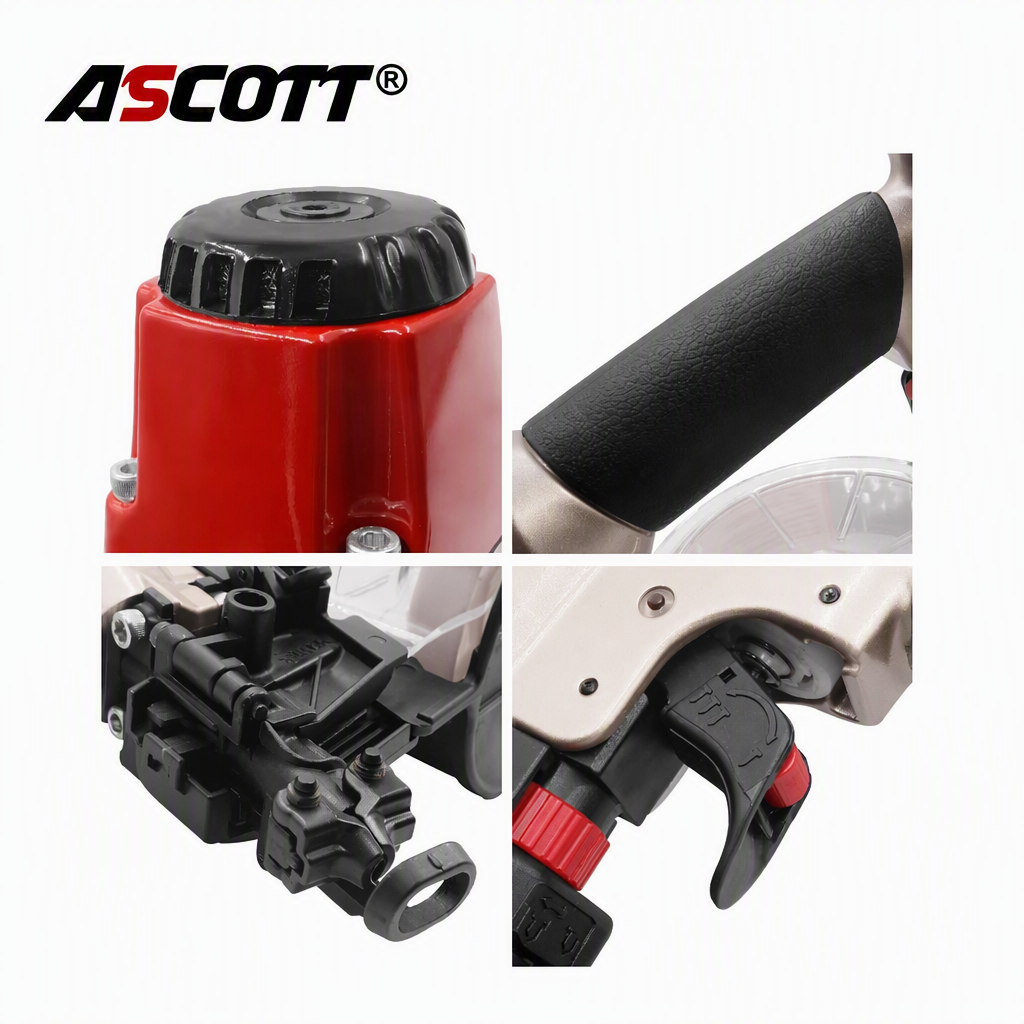 ASCOTT CN50G Construction Nail Gun Depth Adjustable Coil Nailer for Wood Board Fixing Interior Wall Panel Fixing Carpentry