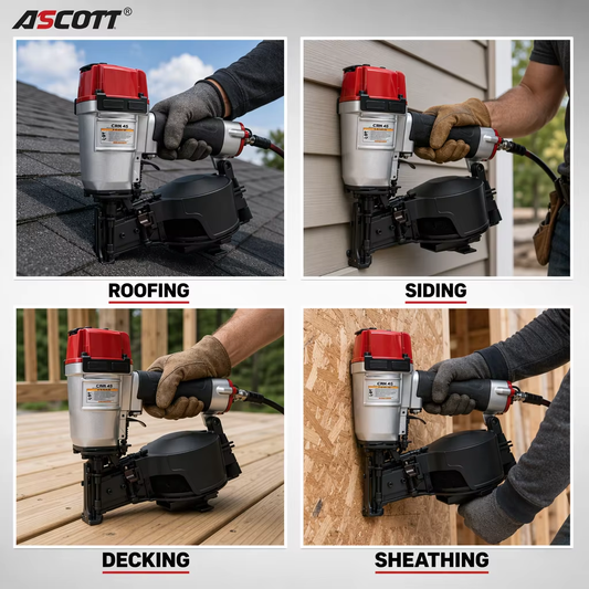 ASCOTT CRN45 Pneumatic Roofing Nail Gun Framing Nail Gun for Roofing Waterproofing and Exterior Wall Panel Fixing