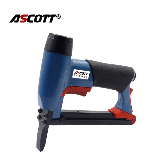 ASCOTT 7116-436 Long Nose Pneumatic Fine Wire Staple Gun 22Ga 6-16mm for Securing Lightweight Materials Sofa Furniture