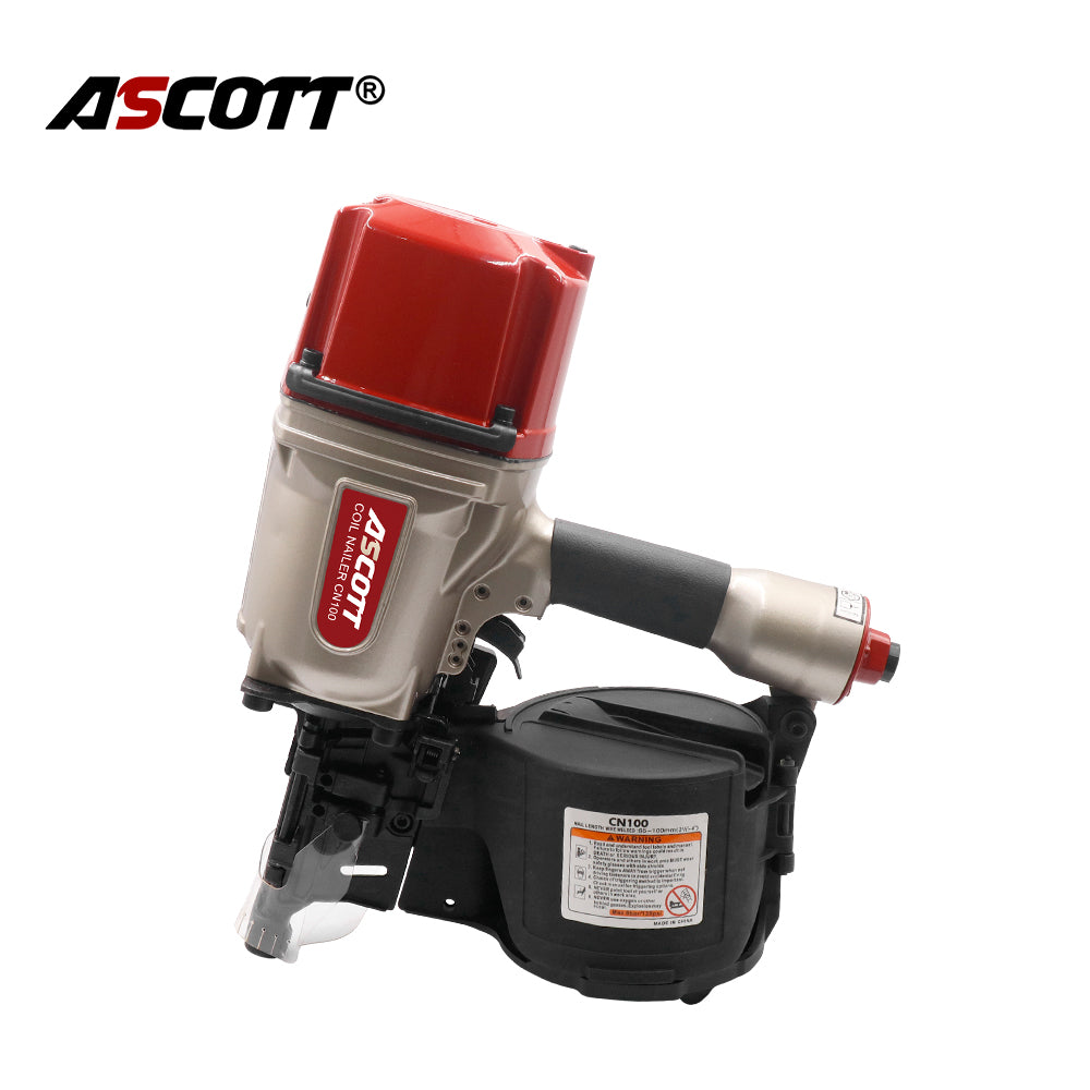 ASCOTT  Framing Nail Gun CN100 Heavy Duty Pallets and Crating Air Coil Nailer for Woodworking Projects Furniture And Fences