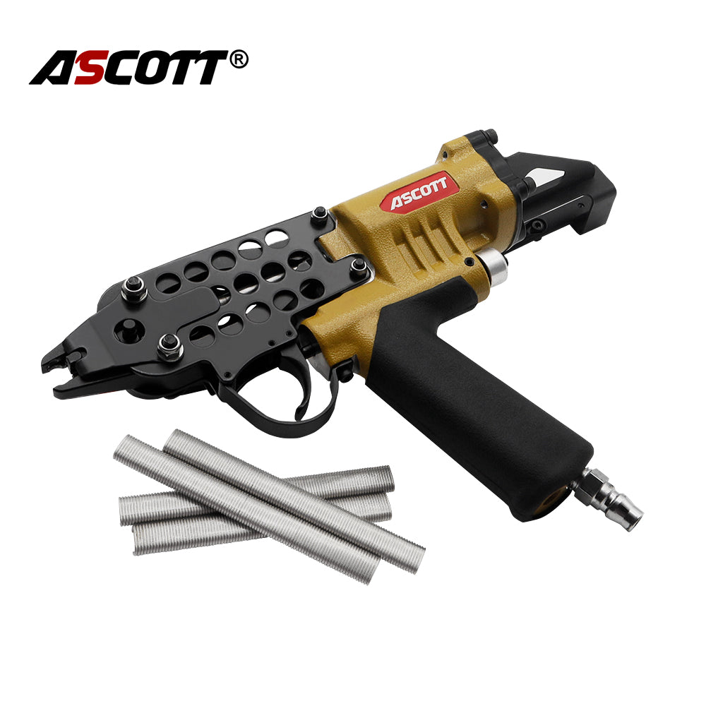 ASCOTT  SC760C-I2 Extended Nozzle C-Style Pneumatic Nail Gun  for Wire Metal Mesh And Spring Frame Binding