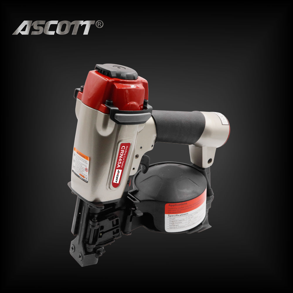 ASCOTT Coil Roofing Nailer CRN45A Tray Nailer  for Securing Asphalt Shingles Fiberglass Tiles Wall Panels and Assembling Wooden