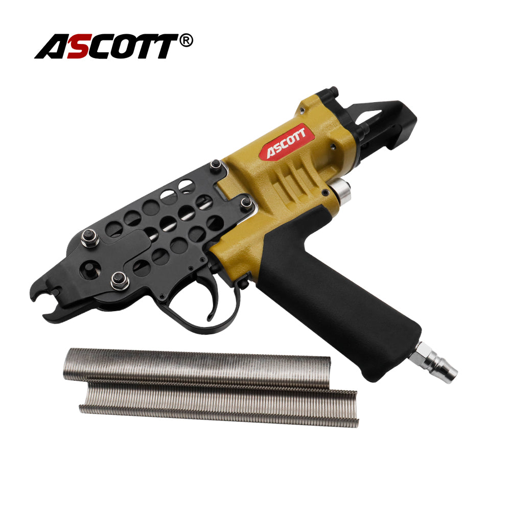 ASCOTT SC7C-I2 Pneumatic Coil Nailer C-Type Ring Machine Tool for Tying Steel Wire Metal Mesh And Spring Frames