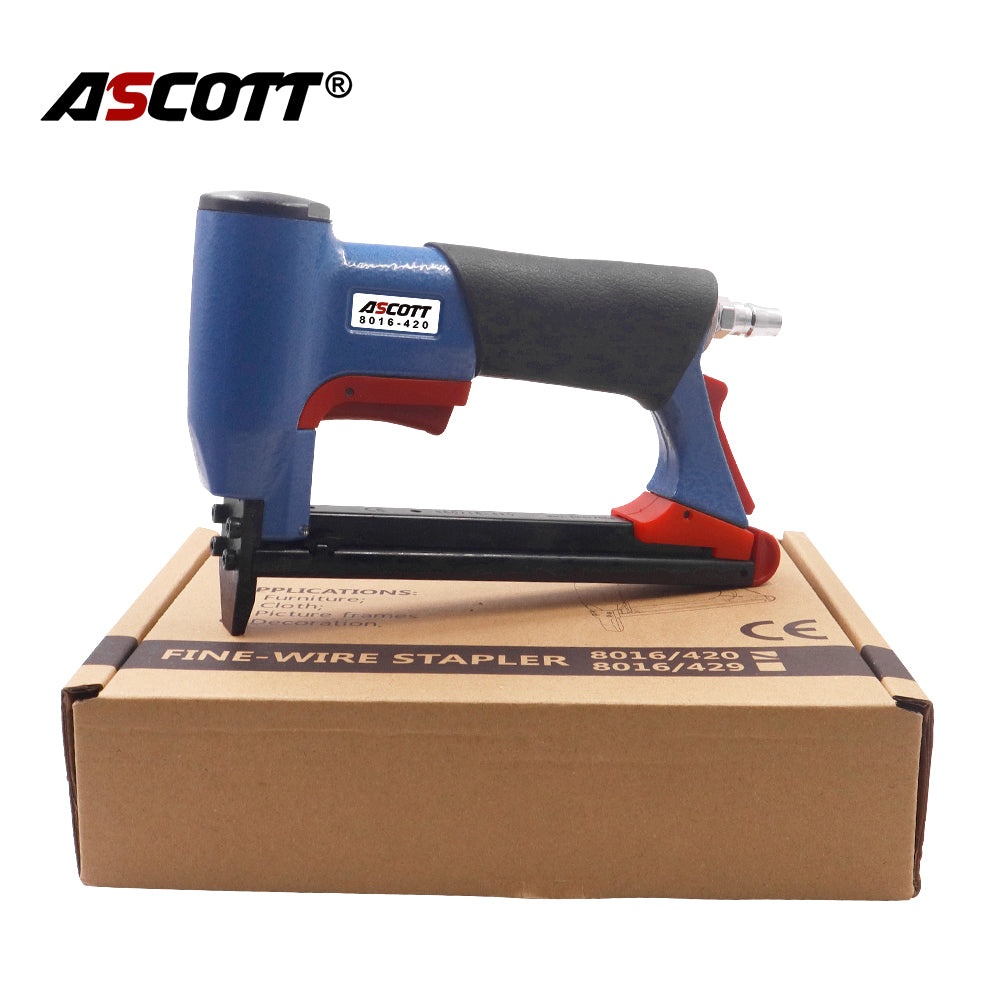 ASCOTT 8016-420 Pneumatic Fine Nail Gun 6-16mm for Securing Soft Padding Leather Fabric And Other Thin Materials