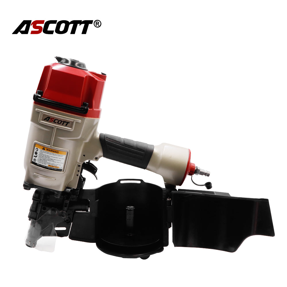 ASCOTT Industrial Coil Nailer CN80 Pneumatic Nail Gun Pallet Nailer for Construction Wooden Crates and Furniture Mass Nailing