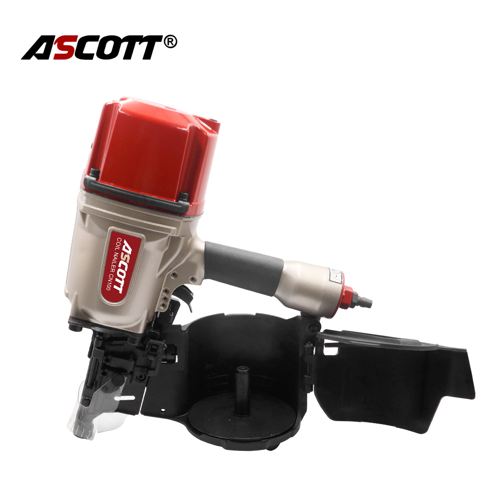 ASCOTT  Framing Nail Gun CN100 Heavy Duty Pallets and Crating Air Coil Nailer for Woodworking Projects Furniture And Fences