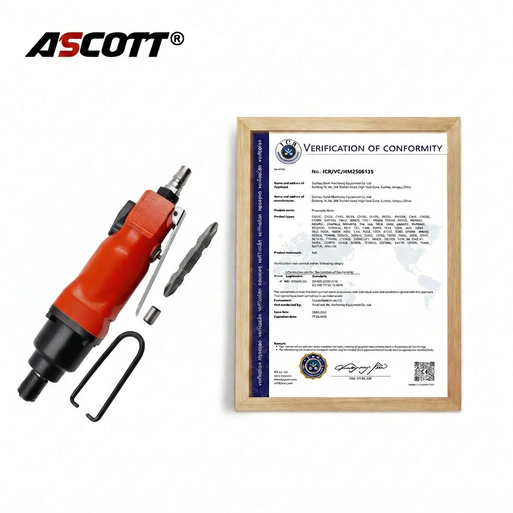 10H 8000RPM Adjustable Cushion Air Impact Screwdriver for M8-M10 Screw Tightening Tool Reversible Pneumatic Straight Screwdriver