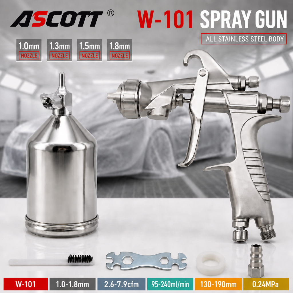 W-101 Handheld Gravity Feed Pneumatic Spray Gun Top Cup Spray Gun for Car Touch-ups Woodworking and DIY Crafts Painting