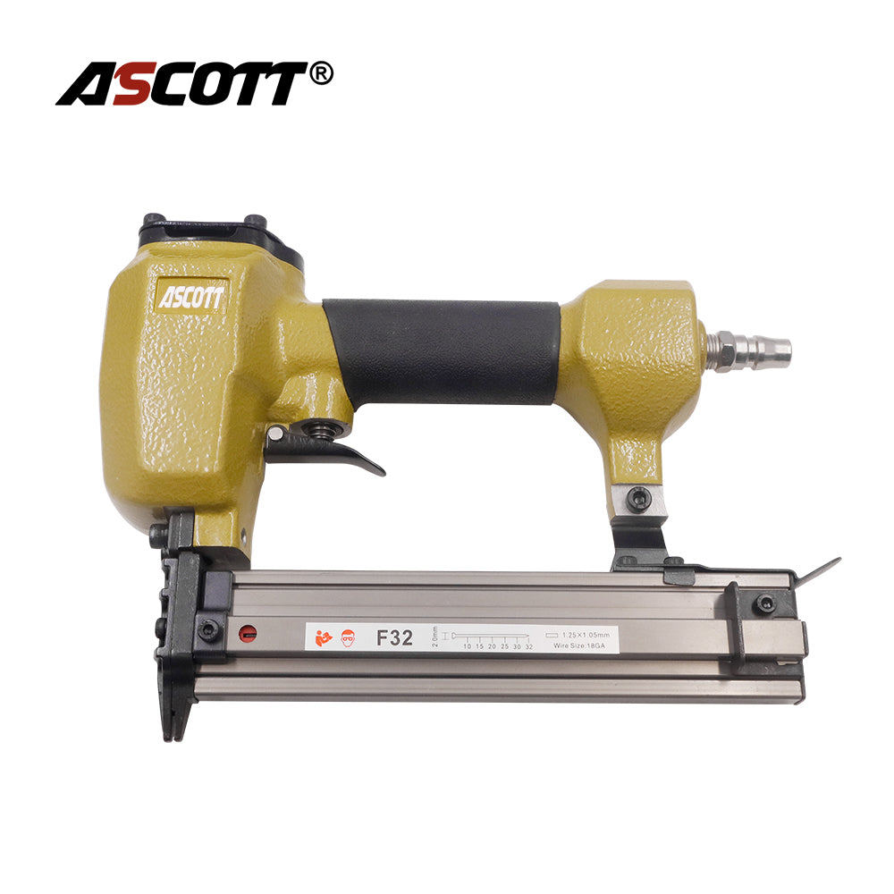 ASCOTT F32 Air Nailer Stapler 18Ga Small Fixing Nail Gun for Furniture Plywood Binding Woodworking DIY Upholstery Fastener