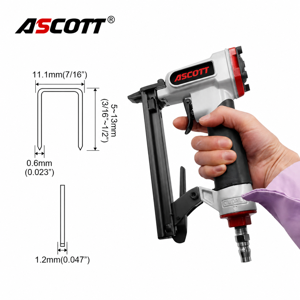 ASCOTT 1013J Air Stapler 20Ga Pneumatic Nailer for Furniture Upholstery Tack Gun Framing Nailer Woodworking DIY Home