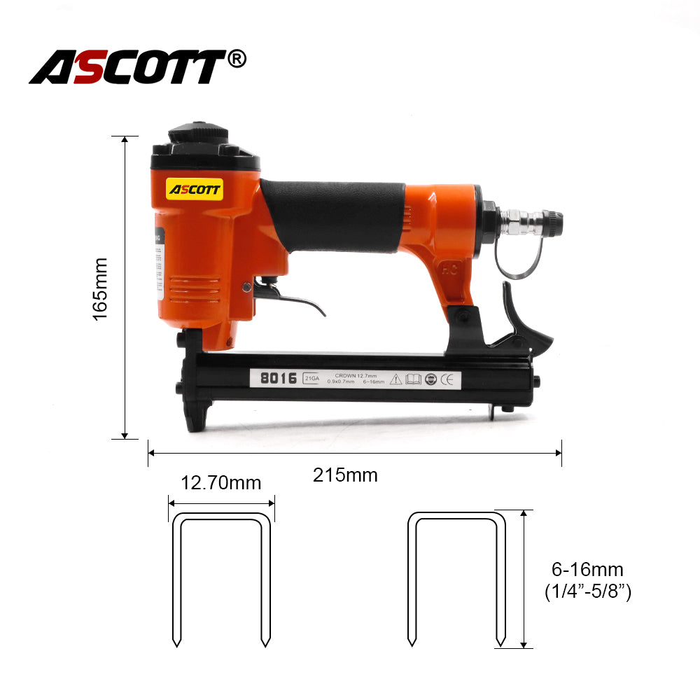 ASCOTT 21GA  Air Stapler 8016 Pneumatic Upholstery Stapler Pneumatic Staple Gun Air Stapler Gun Nailer Small for sofa