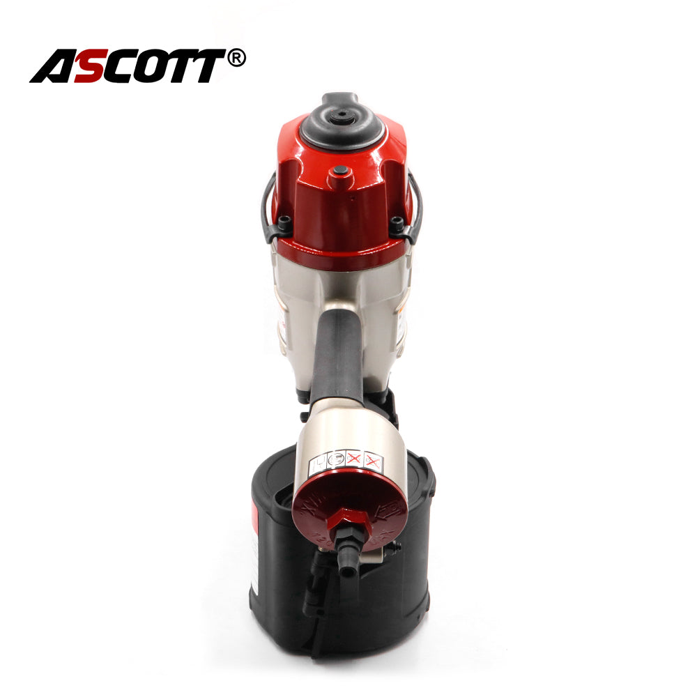 ASCOTT CN90B Air Coil Nailer 50-90mm Heavy Duty for Pallets Crating Pneumatic Nail Gun Construction Wooden Boxes Working Tool