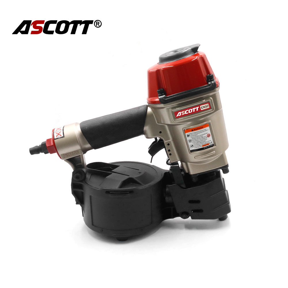 ASCOTT CN57 Air Coil Nailer 25-57mm Pneumatic Nail Gun for Pallets Fencing Framing Roof Decorate Board Production Construction