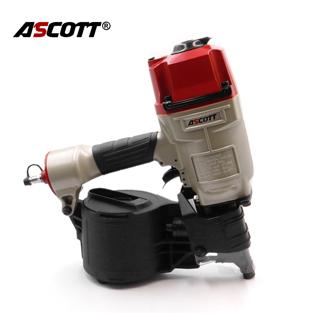 ASCOTT Industrial Coil Nailer CN80 Pneumatic Nail Gun Pallet Nailer for Construction Wooden Crates and Furniture Mass Nailing