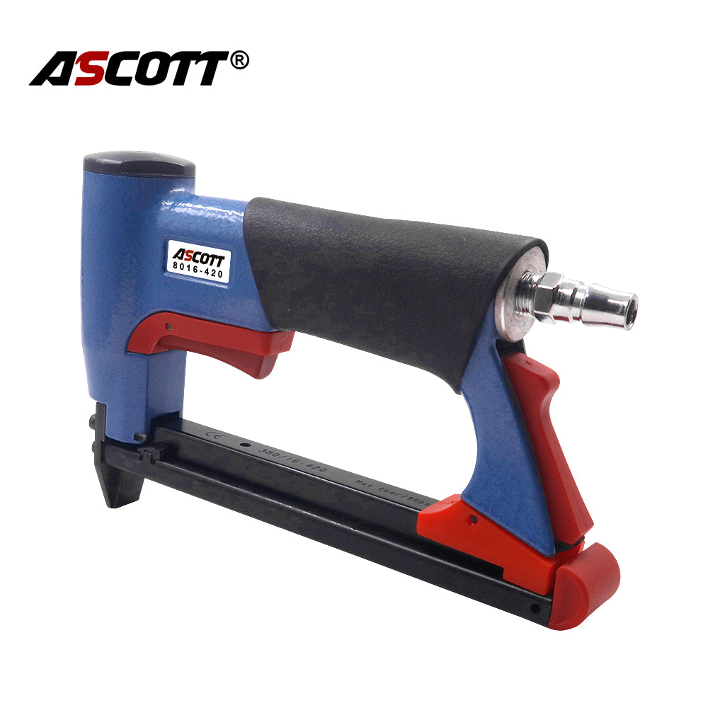 ASCOTT 8016-420 Pneumatic Fine Nail Gun 6-16mm for Securing Soft Padding Leather Fabric And Other Thin Materials