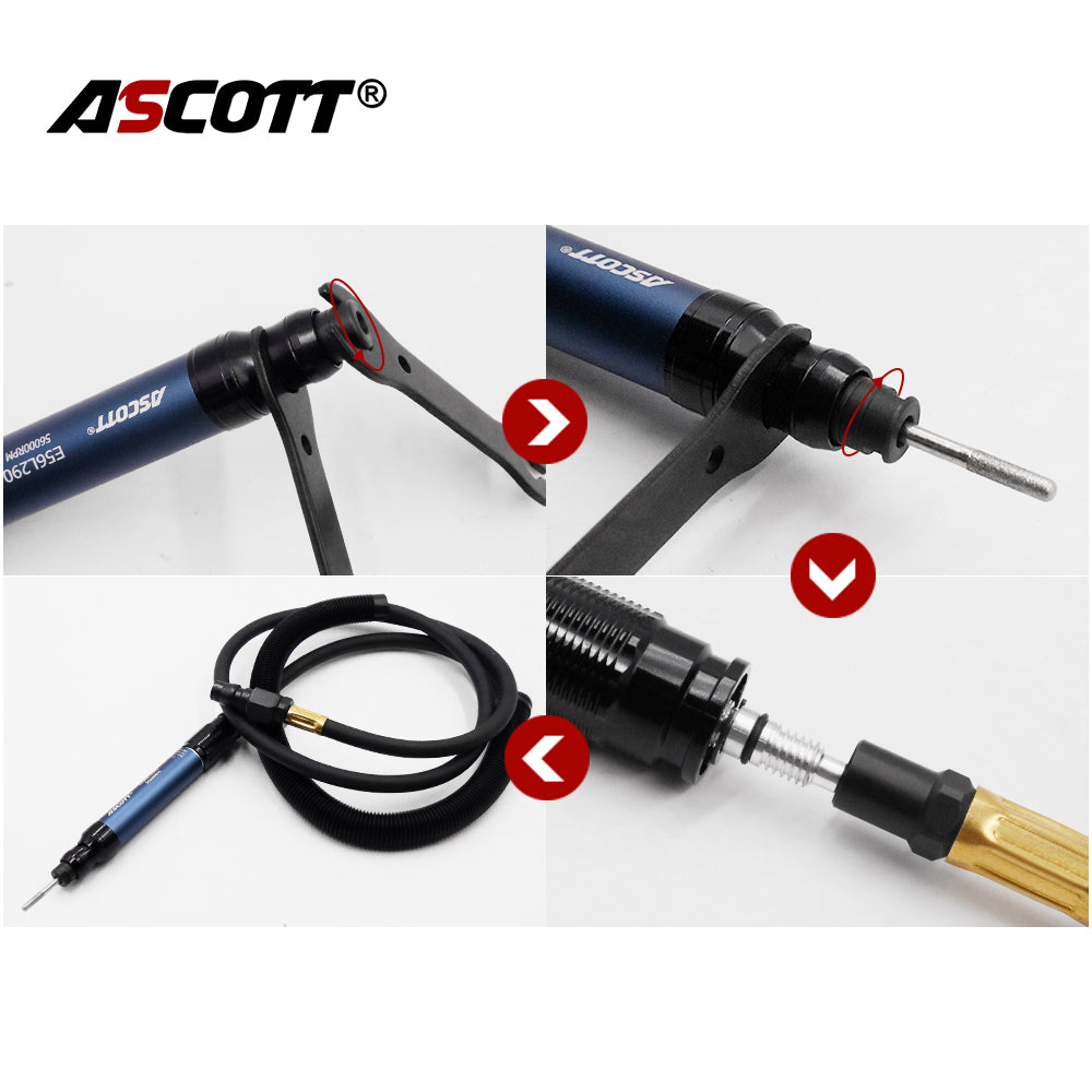 ASCOTT E56L290 Pneumatic Grinding Pen Air Grinding Pen High-Speed Pneumatic Grinding Tool Mini Polishing and Grinding Machine