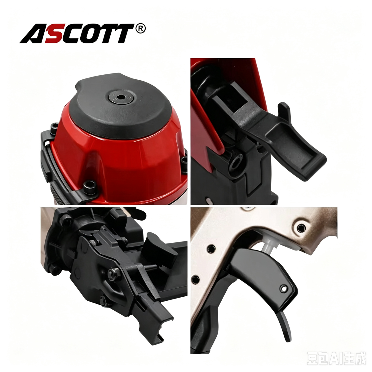 ASCOTT N851-C Pneumatic Crown Stapler Heavy Duty for Roofing Decking Furniture Frames Industrial Grade Air Nail Gun Nailer