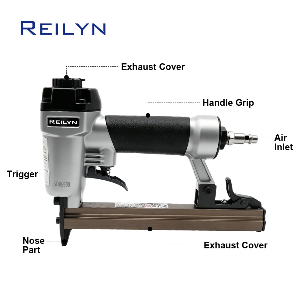 ASCOTT Pneumatic Stapler 8016 21GA U-shaped Staple Gun for Securing Fabric Leather Panels And Soft Decor