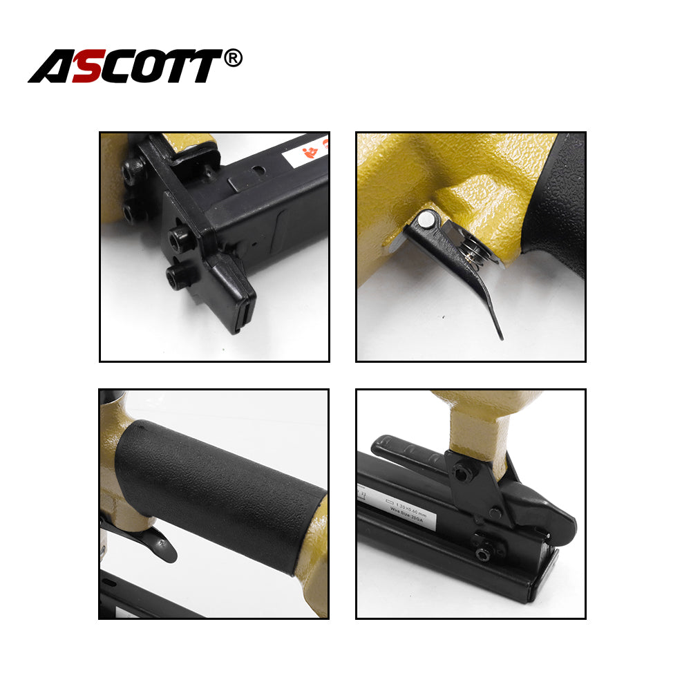 ASCOTT  1022J Pneumatic Fine Brad Nailer 20Ga 6-22mm for Attaching Light Materials Upholstery And Sofa Crafting
