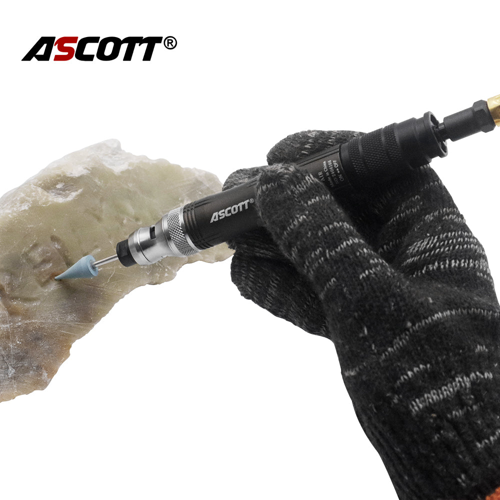 ASCOTT Industrial High Speed Pneumatic Micro Die Grinder Pencil Air Polisher Engraving Machine Grinding Tool 6mm Chuck
