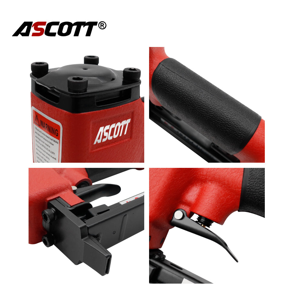 ASCOTT 1013J Air Stapler 20GA Pneumatic Nail Gun 5-13mm Nails for Sofa Wooden Fence Floor Woodworking Furniture Decoration DIY