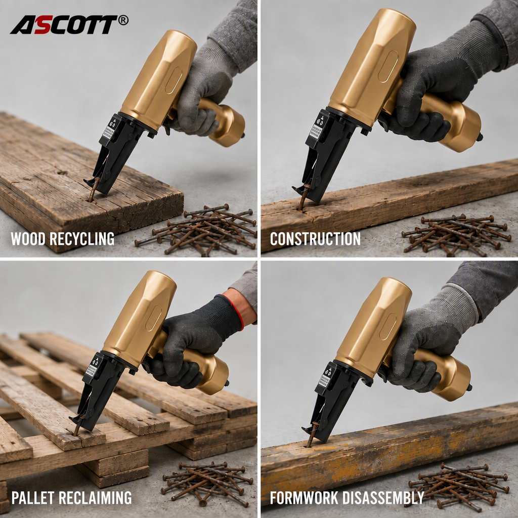 ASCOTT BD70-A3 Pneumatic Nail Puller Pulls Nails out of Wood Used for Formwork and Wood Recycling