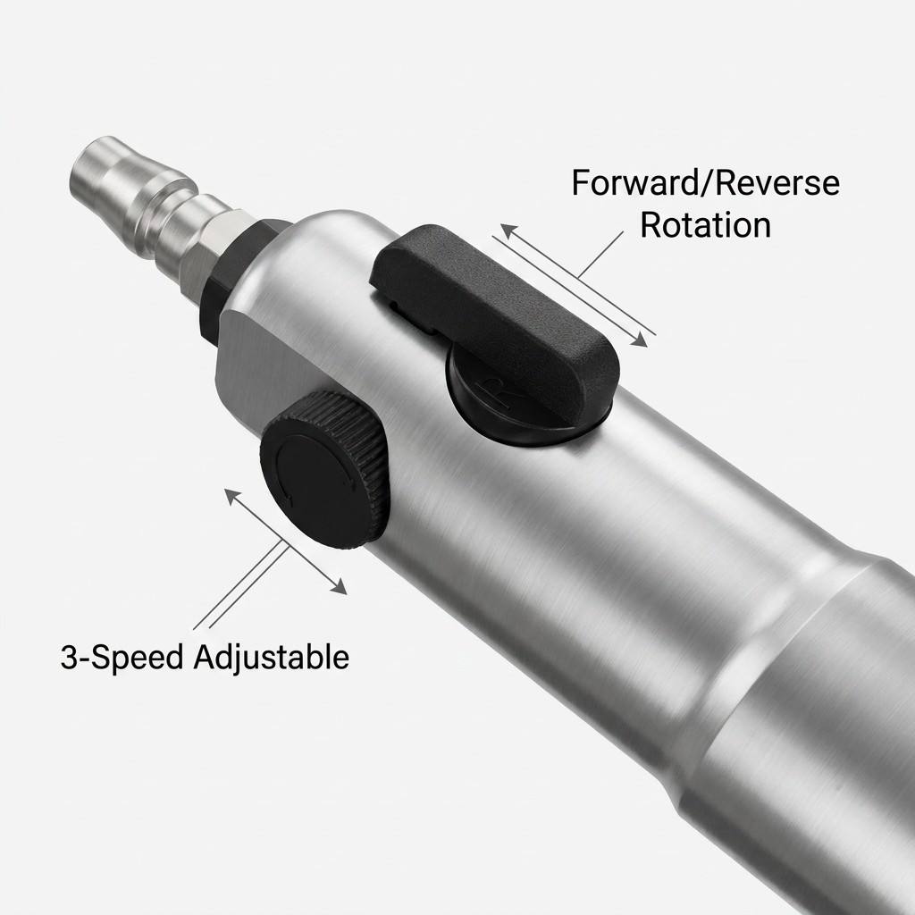 ASCOTT 5H Industrial Pneumatic Screwdriver 10000RPM 35N.m High Torque Twin Hammer Air Screw Driver with 1/4" Quick Change Chuck