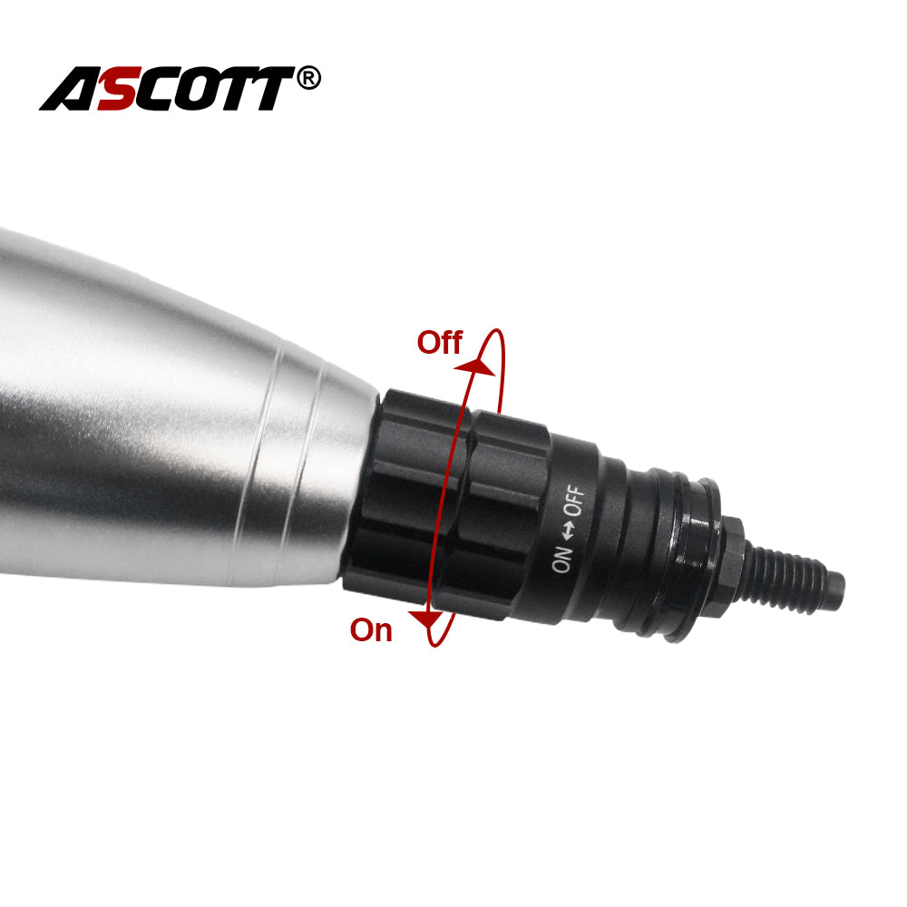 ASCOTT Pneumatic Ultrasonic Reciprocating File with 0.6mm Stroke 30000RPM Air Polisher for Mold Die Metal Surface Finishing Tool