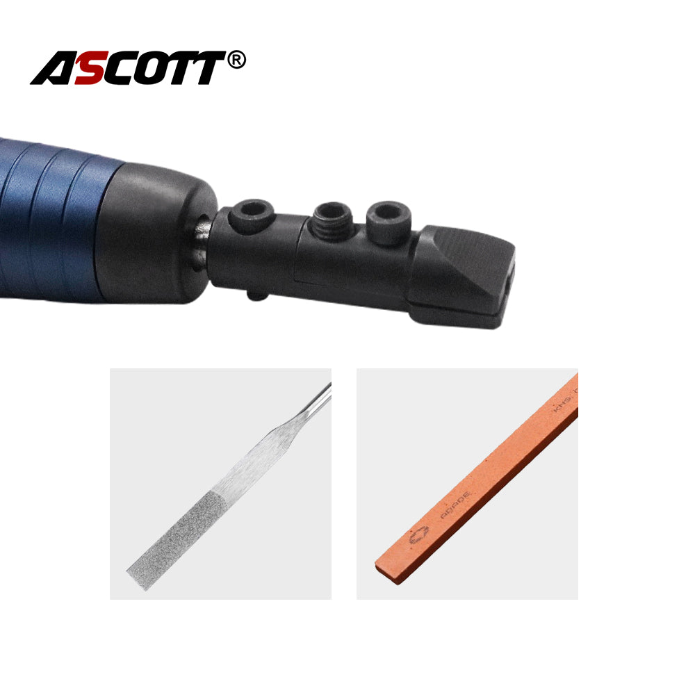 ASCOTT Pneumatic Ultrasonic Reciprocating File with 0.6mm Stroke 30000RPM Air Polisher for Mold Die Metal Surface Finishing Tool