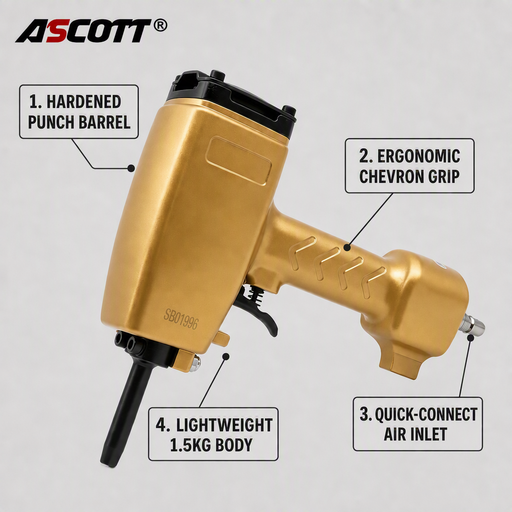 ASCOTT NP50-C2 Pneumatic Nail Remover Top Punch Type for Old Wooden Boards Pallets and Construction Templates