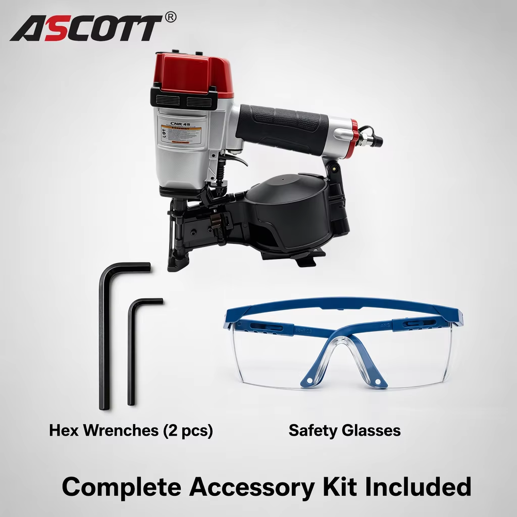 ASCOTT CRN45 Pneumatic Roofing Nail Gun Framing Nail Gun for Roofing Waterproofing and Exterior Wall Panel Fixing